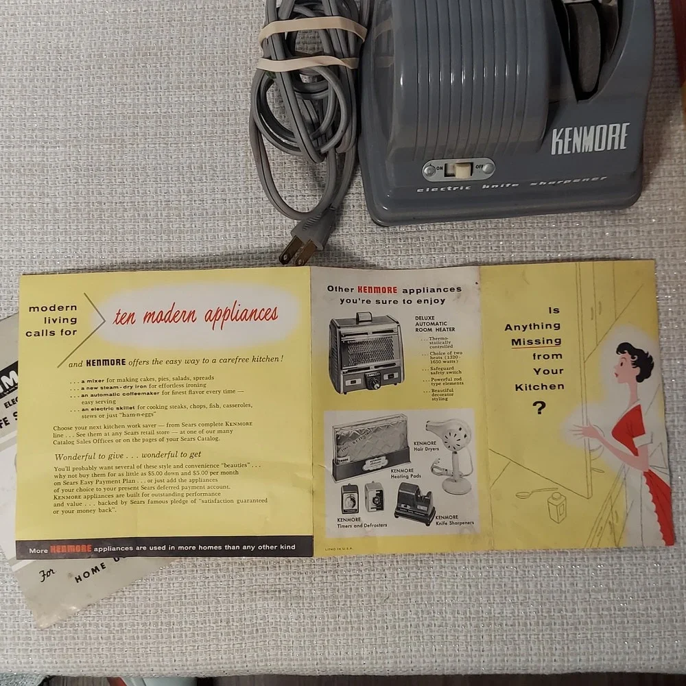 Vtg Kenmore Electric Knife Sharpener Model 8353 w/original Box, Pamplet, Booklet